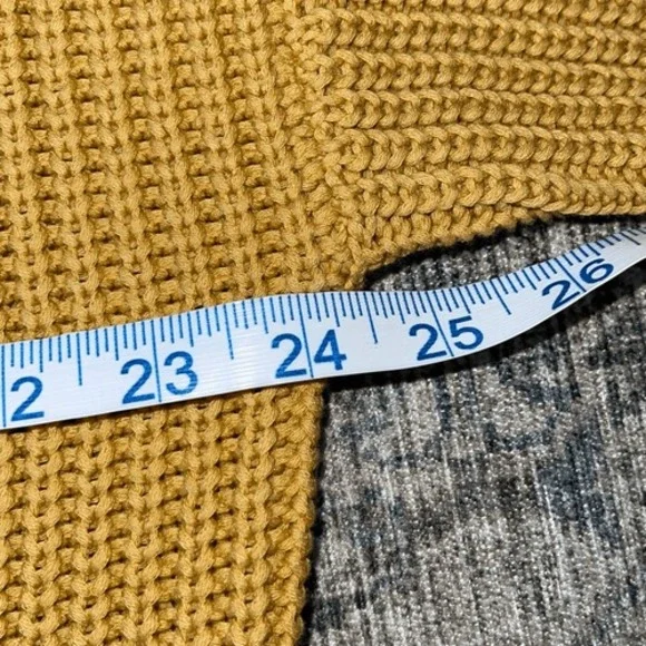 Jenni Kayne Cotton Cabin Knit Pullover Sweater Oversized Mustard Yellow Size Med